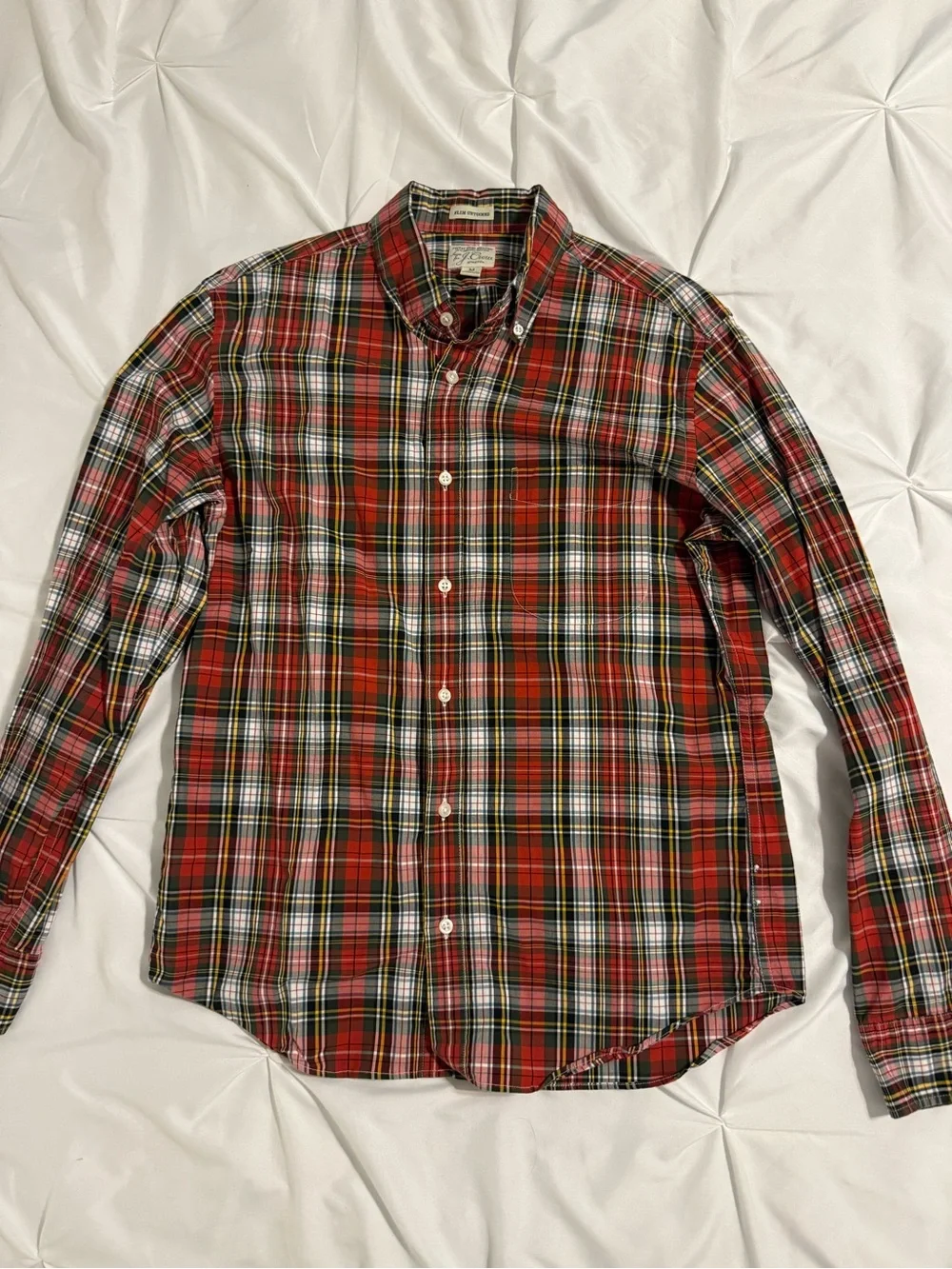J. Crew Men's Red Plaid Button-Down Shirt